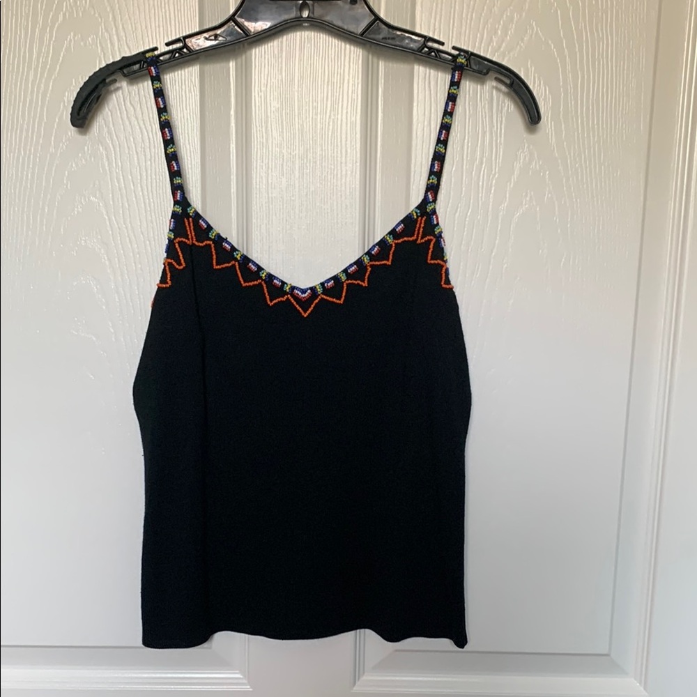 Embroidered Black Cami Top w cardigan